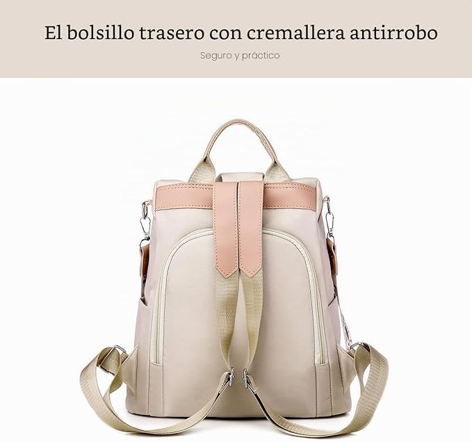 FANDARE Bolsos Mochila Mujer Bolsa de Hombro Bandolera Antirrobo Bolso Mochilas Tipo Casual Niña Bolsas Escolares Señoras Daypacks para Outdoor Viaje Commute Trabaja Impermeable Poliéster