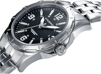 Viceroy Reloj Deportivo Hombre de Acero Inoxidable - 42 mm - Movimiento de Cuarzo - Esfera Negra - Sumergible 10 ATM - Colección Heat – 40519-55