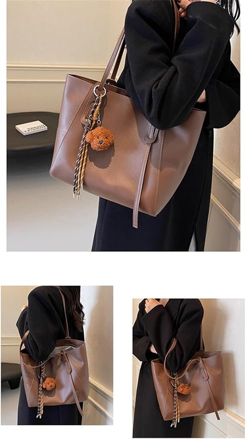 Hixingo Bolsos de Mujer Grande Bolso de Hombro Clásico Bolso de Mano para Mujer, Versátiles Bandolera Totes para Trabajo Escuela Viajes Casual Bolso de Señoras (Café,38 * 27 * 16cm)