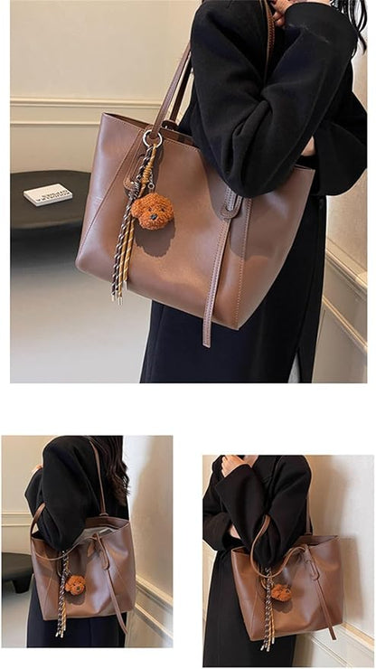 Hixingo Bolsos de Mujer Grande Bolso de Hombro Clásico Bolso de Mano para Mujer, Versátiles Bandolera Totes para Trabajo Escuela Viajes Casual Bolso de Señoras (Café,38 * 27 * 16cm)