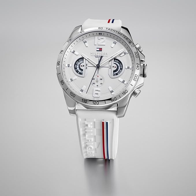 Tommy Hilfiger Reloj Analógico Multifuncional de Cuarzo para Hombres con Correa de Silicona, Acero Inoxidable o Cuero, Subesferas para Día y Fecha, Resistente al Agua hasta 5ATM.