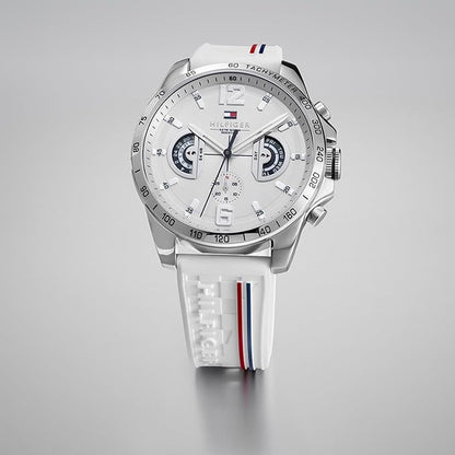 Tommy Hilfiger Reloj Analógico Multifuncional de Cuarzo para Hombres con Correa de Silicona, Acero Inoxidable o Cuero, Subesferas para Día y Fecha, Resistente al Agua hasta 5ATM.