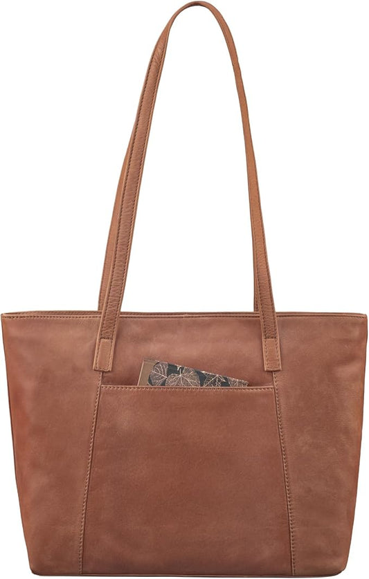 STILORD Tina Shopper Bolso de Cuero Grande para Señoras - Tote Vintage - Ideal para Trabajo y Universidad Bolso Trabajo Mujer Color:Mocca - marrón Oscuro