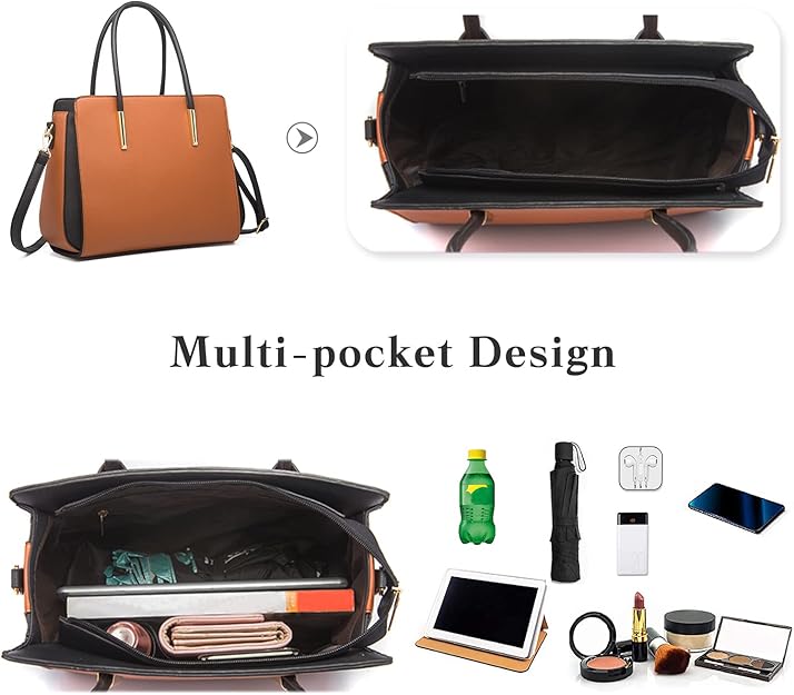 FANDARE - Bolso de mano para mujer, bolso de hombro con 4 piezas, bolsa de cartera, bolsas usadas, bolsa para viaje, comprador, alforjas