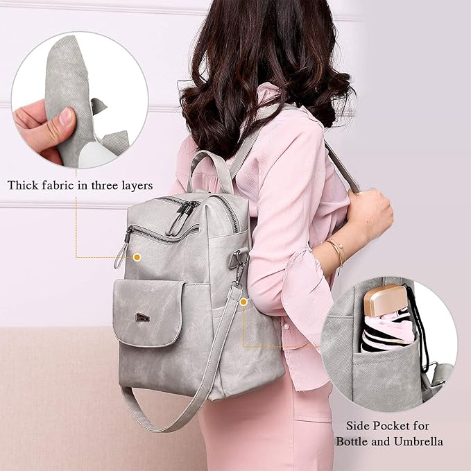 UBAYMAX Mochilas Mujer de Cuero PU,Mochila Casual de Moda,Bolso Mochila Monedero de Sintético,Bolsa de Hombro Escuela Viaje Compras Señoras,Moda Regalo para para Mujer