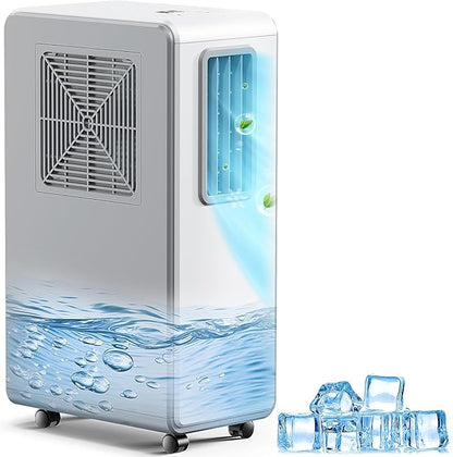4 en 1 Aire acondicionado portátil,combina funciones de refrigeración, deshumidificación ventilación, ultrasilencioso, temporizador 24 Ideal para hogares, oficinas y cocinas（Blanco puro）
