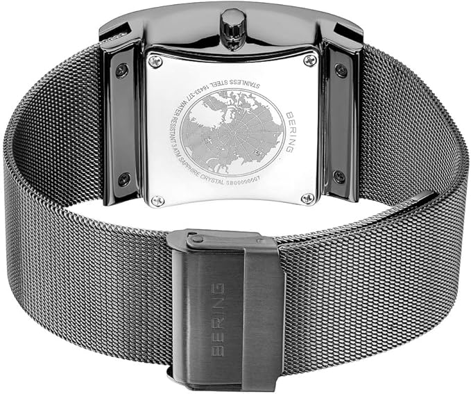 Bering 16433 Reloj Solar para Hombre con Caja de Acero Inoxidable de 33 mm y Esfera, Correa milanesa, Cristal de Zafiro y Resistencia al Agua de 3 ATM