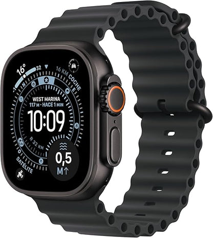 Apple Watch Ultra 3 GPS + Cellular, Reloj prémium para Running y Multideporte con Caja de Titanio Resistente de 49 mm y Correa Ocean Negra. Monitores avanzados de Salud
