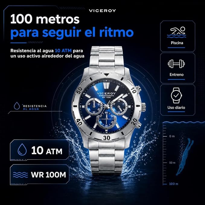 Viceroy Reloj Cronógrafo Hombre de Acero Inoxidable - 43 mm