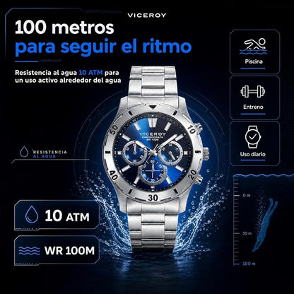 Viceroy Reloj Cronógrafo Hombre de Acero Inoxidable - 43 mm