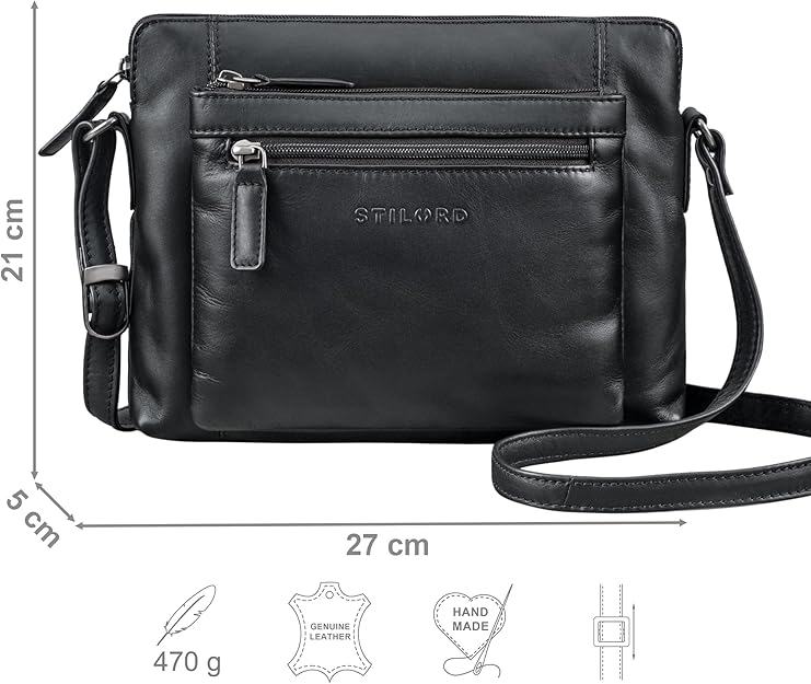 STILORD "Verdelio Moderno Bolso de Hombro de Cuero de las Señoras Pequeñas - Ideal como Bolsa Messenger de las Señoras - Bolso de las Mujeres la Tableta 10 Pulgadas Color:salerno - marrón