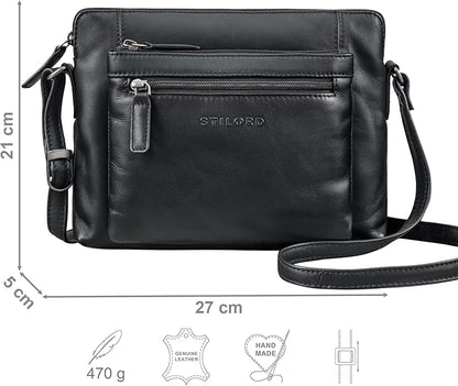 STILORD "Verdelio Moderno Bolso de Hombro de Cuero de las Señoras Pequeñas - Ideal como Bolsa Messenger de las Señoras - Bolso de las Mujeres la Tableta 10 Pulgadas Color:salerno - marrón
