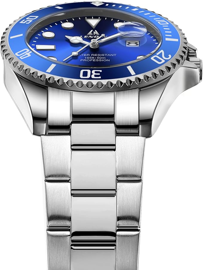 LN LENQIN Reloj Hombre Relojes de Acero Inoxidable para Hombres Reloj de Cuarzo Analógico Resistente Al Agua Relojes de Pulsera para Hombres con Fecha Relojes Casuales de Moda Luminosos