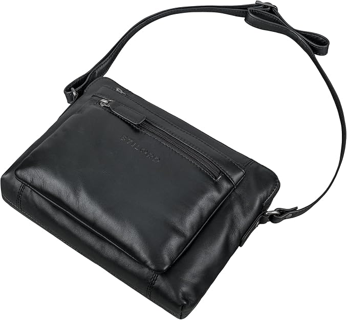 STILORD "Verdelio Moderno Bolso de Hombro de Cuero de las Señoras Pequeñas - Ideal como Bolsa Messenger de las Señoras - Bolso de las Mujeres la Tableta 10 Pulgadas Color:salerno - marrón