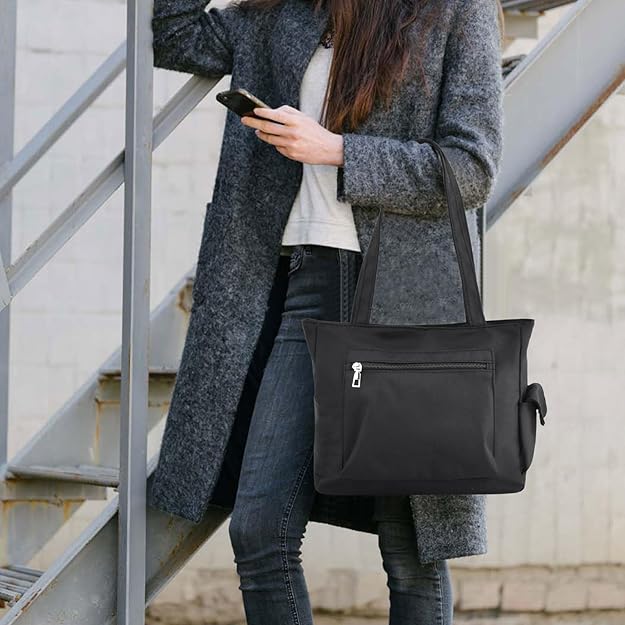 Amexo Bolso Bandolera Señoras Grande Bolso de Lona para Mujer Bolso de Hombro de Moda para Mujer Bolso de Mano con Cremallera y Muchos Compartimentos para el Día a día Oficina Escuela Viajes