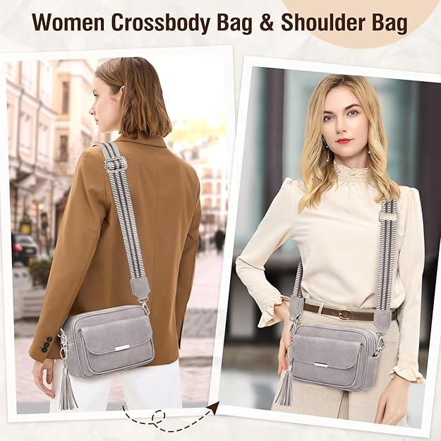 Bolso Mujer Bandolera Mediano Bolso Bandolera Mujer Piel PU Bolso Cruzado De Mujer Con Correa Ancha Ajustable Bolsos Bandolera Para Mujer Damas Compras, Viaje y Trabajo