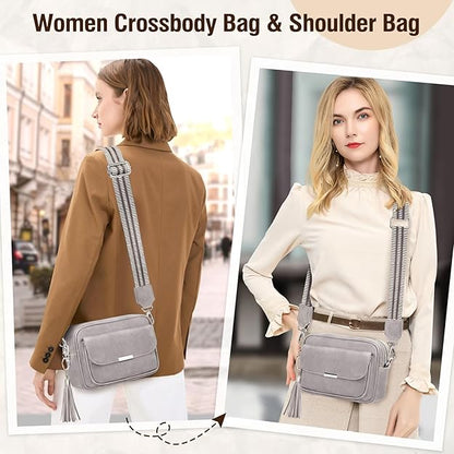 Bolso Mujer Bandolera Mediano Bolso Bandolera Mujer Piel PU Bolso Cruzado De Mujer Con Correa Ancha Ajustable Bolsos Bandolera Para Mujer Damas Compras, Viaje y Trabajo