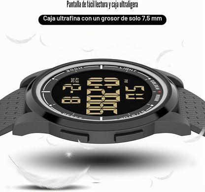 GOLDEN HOUR Relojes Digitales Impermeables Deportivos Ultrafinos para Hombre con Pantalla Gran Angular Correa de Caucho Reloj de Pulsera para Hombre Mujer