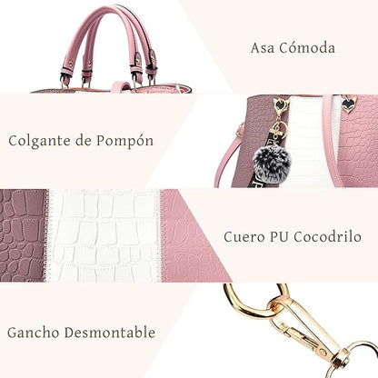 VARLIVOO Casual Bolsos para Mujer Bolsos Bandolera Bolsos de Mano Bolsos Totes para Mujer Bolso Señoras Cocodrilo Patrón Impermeable PU Cuero