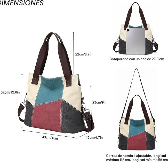 Bolso de Lona para Mujer Bolso de Las Señoras de la Lona Bolso de Hombro de Las Mujeres Bolso Bandolera Bolso Tote Bolso Shopper