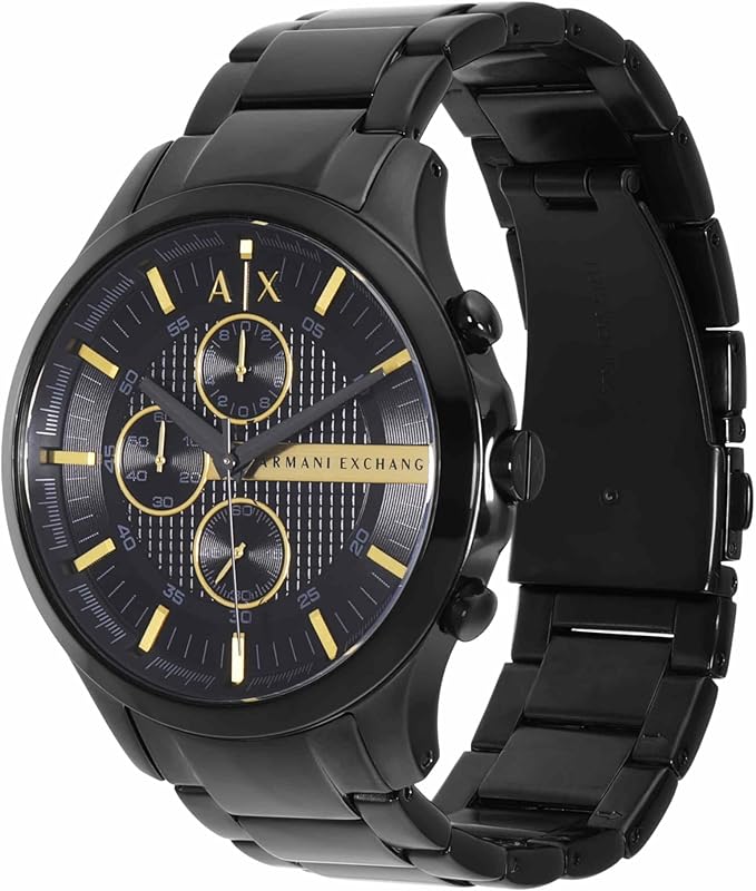Armani Exchange Relojes de Hombre, Movimiento de Cuarzo cronógrafo y Caja de 46 mm con Correa de Acero Inoxidable