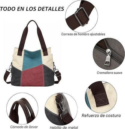 Bolso de Lona para Mujer Bolso de Las Señoras de la Lona Bolso de Hombro de Las Mujeres Bolso Bandolera Bolso Tote Bolso Shopper