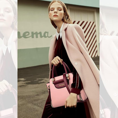NICOLE & DORIS Bolso de Las Señoras Pequeño Bolso de Mano Diseñador Bolso Bandolera Mujer Bolso Hombro Cuero PU Bolsa de Mensajero Bolso con asa Superior Rosa