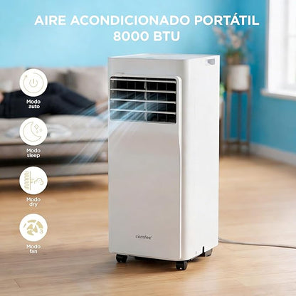 COMFEE Pingüino Aire Acondicionado Portátil 3 en 1 | 8000 BTU/2000 Frigorías Con App + Mando a Distancia | Climatizador y Deshumidificador | Bajo Consumo | Función Follow Me | Incluye kit de Ventana [Clase de eficiencia energética A]