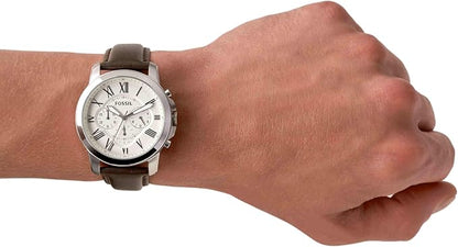 Fossil Grant Reloj para Hombre, Movimiento cronógrafo de Cuarzo con Correa de Piel y Acero Inoxidable