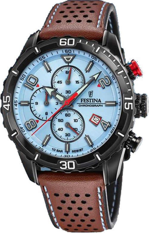 Festina Reloj Hombre Analógico de Cuero - Movimiento de Cuarzo - Cronógrafo - Calendario - Cristal Mineral de Alta Resistencia - Resistente al Agua 10 ATM Elegante F20519 Chrono Sport