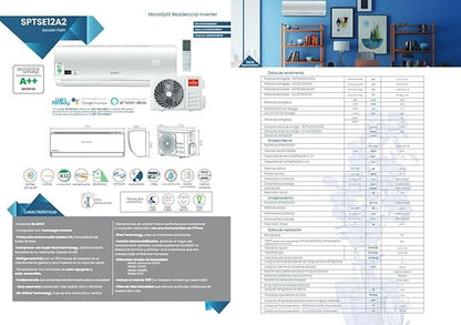 INFINITON Aire Acondicionado SPTSE12A2, 12000 BTU, Wifi Incorporado, Bomba de Calor, Control Remoto, Modo Sleep, A++, Blanco [Clase de eficiencia energética A++]