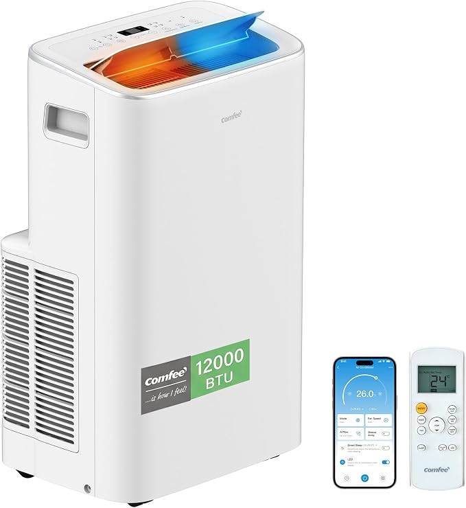 COMFEE Pingüino Aire Acondicionado Portátil Frío y Calor 3000 Frigorías / 12000 BTU - Climatizador Silencioso con Bomba Calor - Air Conditioner 4 en 1 con...