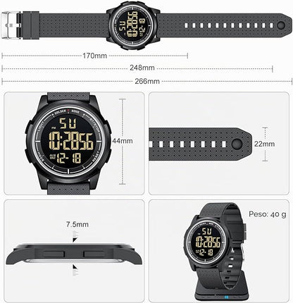 GOLDEN HOUR Relojes Digitales Impermeables Deportivos Ultrafinos para Hombre con Pantalla Gran Angular Correa de Caucho Reloj de Pulsera para Hombre Mujer