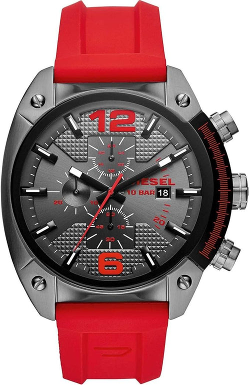 Diesel Overflow Reloj para Hombre, Movimiento Cronógrafo con Correa de Silicona, Acero Inoxidable o Piel