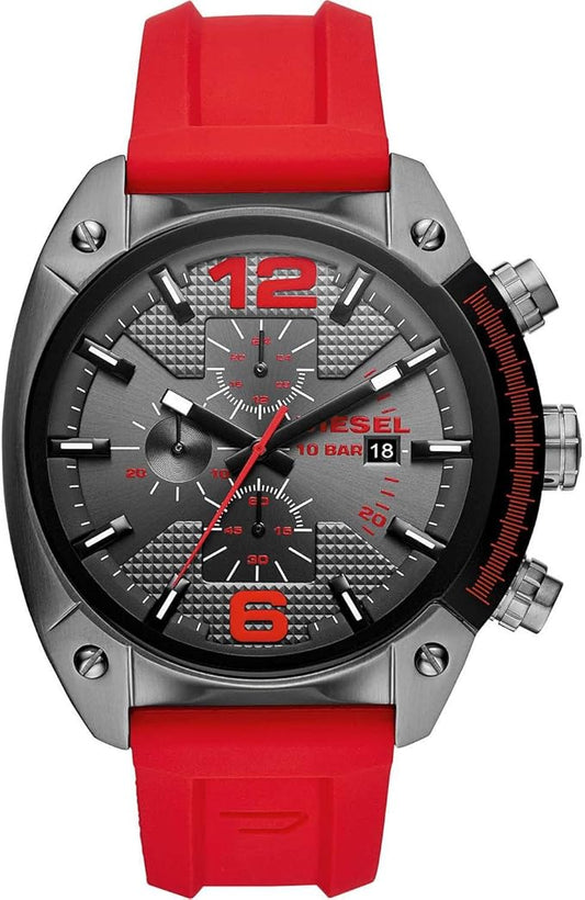 Diesel Overflow Reloj para Hombre, Movimiento Cronógrafo con Correa de Silicona, Acero Inoxidable o Piel