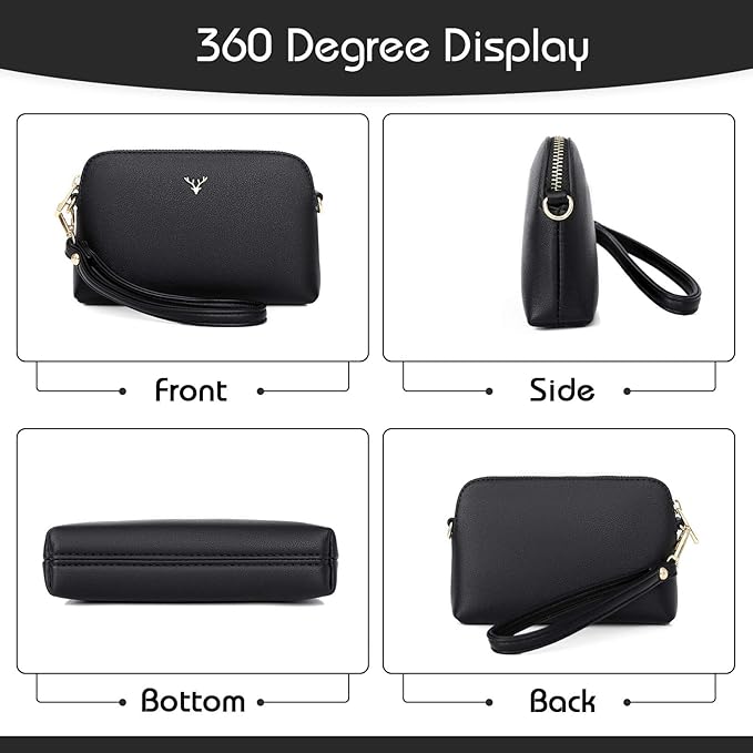 ZMDB Bolso Bandolera Pequeño para Mujeres, Bolso de Hombro de Cuero PU con Correa para el Hombro y la Muñeca, Bolso de Mano Bolso de Embrague Noche para Niñas Señoras
