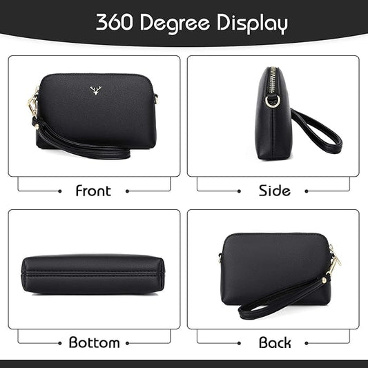 ZMDB Bolso Bandolera Pequeño para Mujeres, Bolso de Hombro de Cuero PU con Correa para el Hombro y la Muñeca, Bolso de Mano Bolso de Embrague Noche para Niñas Señoras