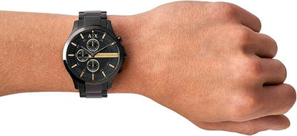 Armani Exchange Relojes de Hombre, Movimiento de Cuarzo cronógrafo y Caja de 46 mm con Correa de Acero Inoxidable
