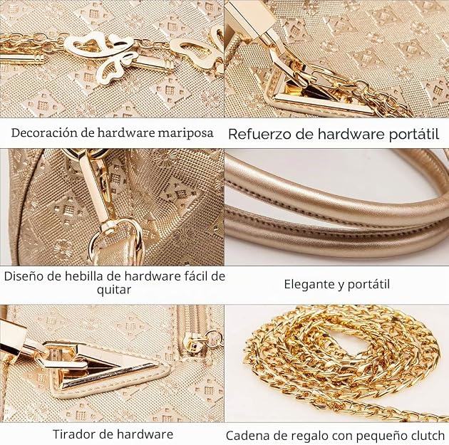 Pahajim Bolso Mujer Moda Bolso Mano Mujer PU Piel Conjuntos de Bolsos 4pcs incluye Tote Bag Bandolera Clutches Cartera,para Trabajo, Casual, Fiesta