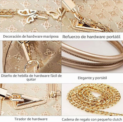 Pahajim Bolso Mujer Moda Bolso Mano Mujer PU Piel Conjuntos de Bolsos 4pcs incluye Tote Bag Bandolera Clutches Cartera,para Trabajo, Casual, Fiesta