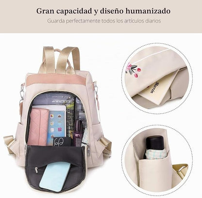 FANDARE Bolsos Mochila Mujer Bolsa de Hombro Bandolera Antirrobo Bolso Mochilas Tipo Casual Niña Bolsas Escolares Señoras Daypacks para Outdoor Viaje Commute Trabaja Impermeable Poliéster