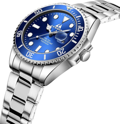 LN LENQIN Reloj Hombre Relojes de Acero Inoxidable para Hombres Reloj de Cuarzo Analógico Resistente Al Agua Relojes de Pulsera para Hombres con Fecha Relojes Casuales de Moda Luminosos