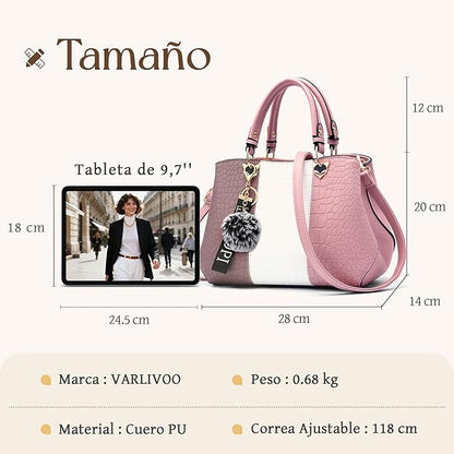 VARLIVOO Casual Bolsos para Mujer Bolsos Bandolera Bolsos de Mano Bolsos Totes para Mujer Bolso Señoras Cocodrilo Patrón Impermeable PU Cuero