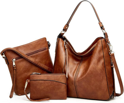 Pahajim Bolso Mujer Bandolera Grande PU Cuero Bolso de Hombro Shopper Elegante Bolsos Hobo Conjunto de Bolsos y Cartera para Trabajo, Compras y Viajes