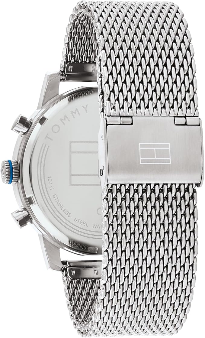 Tommy Hilfiger Reloj Analógico de Cuarzo Multifunción para Hombre con Correa de Malla o en Link de Acero Inoxidable