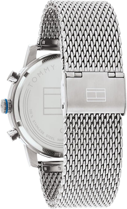Tommy Hilfiger Reloj Analógico de Cuarzo Multifunción para Hombre con Correa de Malla o en Link de Acero Inoxidable