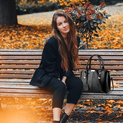 AioTio Bolsos de Mujer Grande Bolso de Hombro Bolso Bandolera Tote Bolso de Mano Cuero PU Conjunto de Bolsa Mujer Tarjetero Billetera 4pcs Set