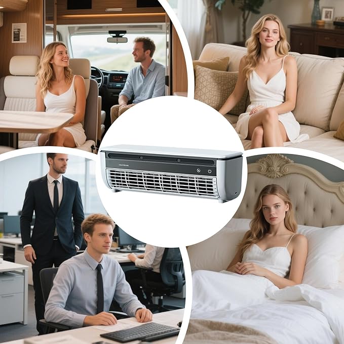 Aire Acondicionado De Pared Sin Perforaciones - Ventilador Enfriador De Aire Portátil De 13 Pulgadas, 6000 MAh, Carga USB, Velocidades, Inalámbrico, Enfriamiento Rápido, Ideal Para Camping, Coche