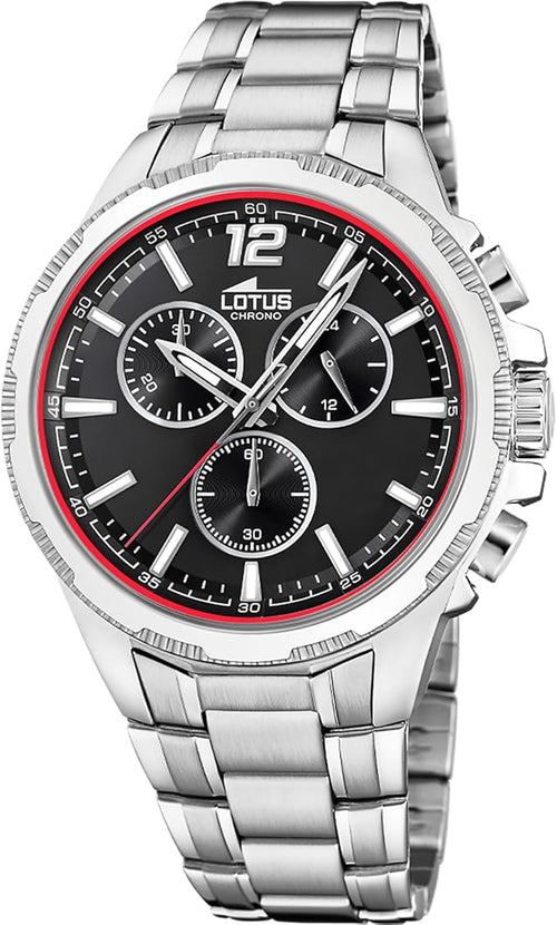 LOTUS Reloj Hombre Analógico de Acero Inoxidable 316l Plateado - Movimiento de Cuarzo - Cronógrafo - Cristal Mineral de Alta Resistencia - Resistente al Agua 10 ATM 18991/4 Chrono