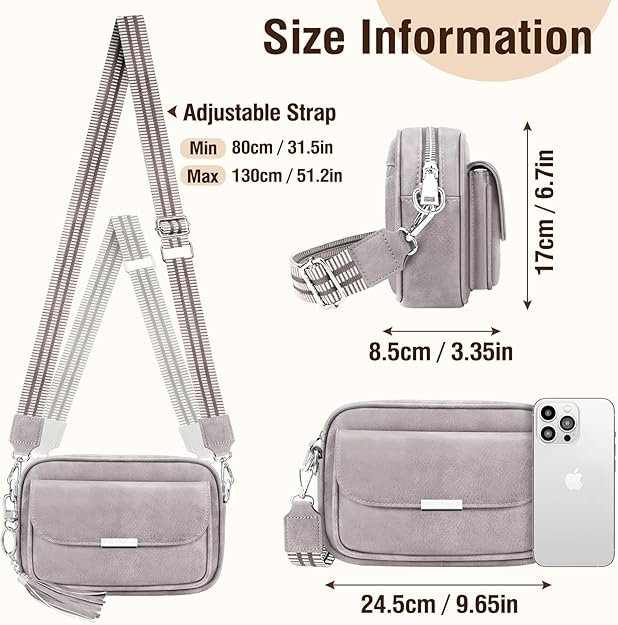 Bolso Mujer Bandolera Mediano Bolso Bandolera Mujer Piel PU Bolso Cruzado De Mujer Con Correa Ancha Ajustable Bolsos Bandolera Para Mujer Damas Compras, Viaje y Trabajo